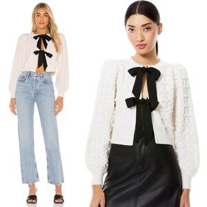 Alice and Olivia Kitty Puff Sleeve Cardigan
